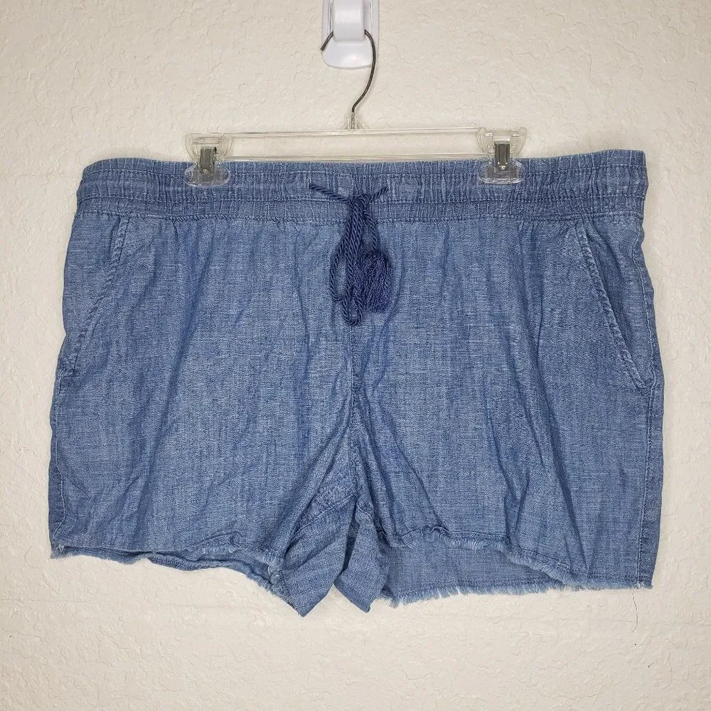 Time and Tru Chambray Jean Cutoff Fringe Shorts XL - Picture 6 of 13